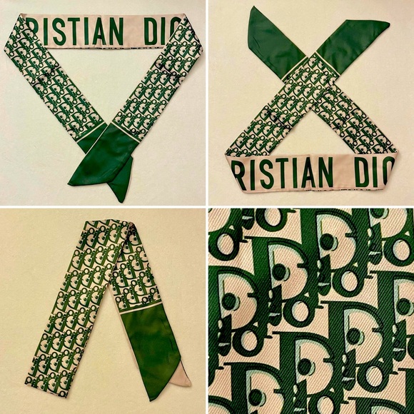 *D*I*O*R* Monogram Print Twilly Bandeau Wrap Scarf - Picture 5 of 7